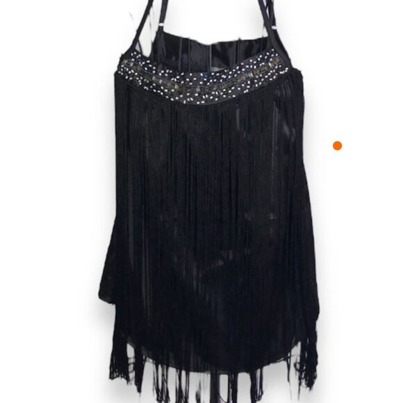 Vintage Womens Charlotte Russe Y2K Beaded Fringe Flapper like Tank Top M - Picture 1 of 7